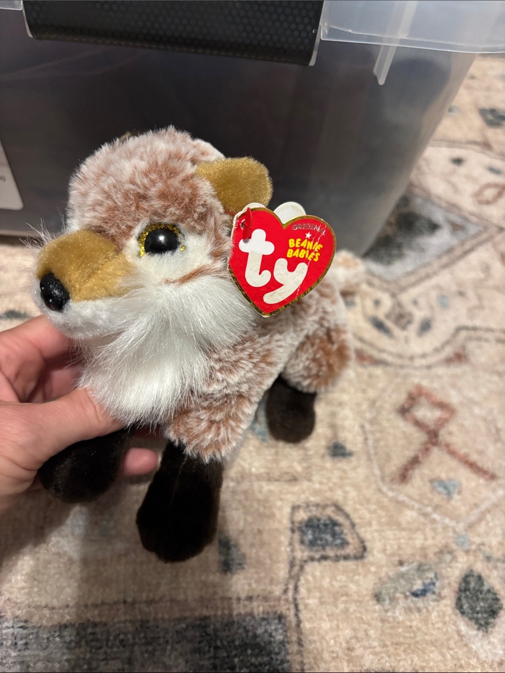 Ty Plush Fox in Brown, White and Gold Accents